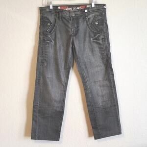 Jean de Art Grey Wash Straight Wide Leg Japanese Streetwear Jeans XL (34/35)